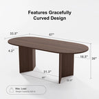 Mesa de Comedor Ovalada de Madera Maciza Estilo Nórdico - Perfecta para Reuniones de 6 Personas 67 - 67*34*30