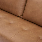 Sofá biplaza de lujo de cuero vacuno con cojines firmes, diseño espacioso de 2 asientos y almohadas tipo bolillo