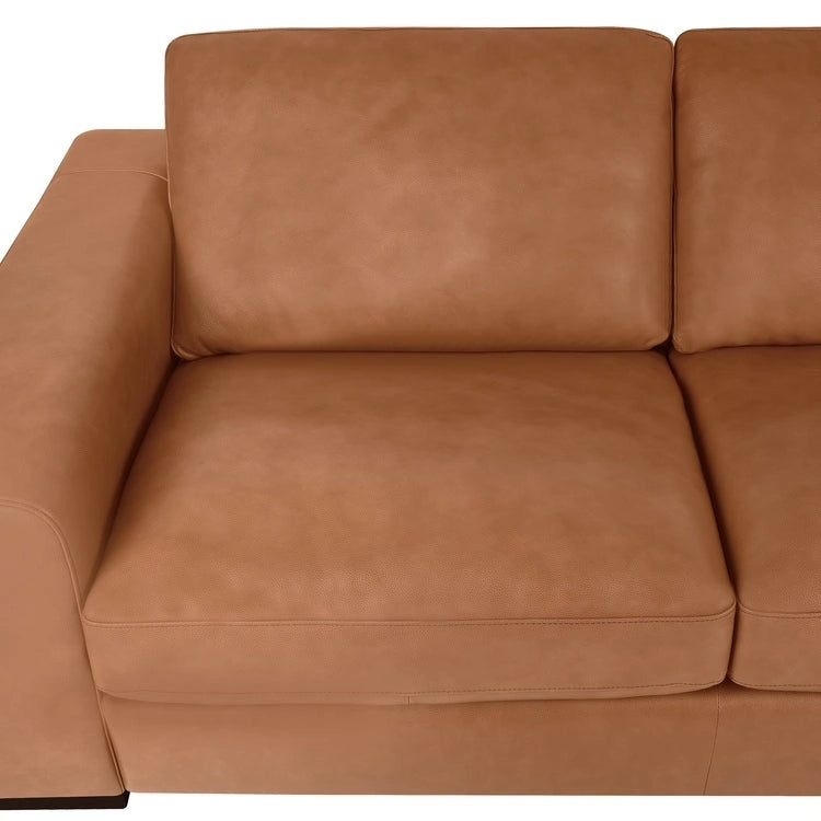 Sofá biplaza de lujo de cuero vacuno con cojines firmes, diseño espacioso de 2 asientos y almohadas tipo bolillo