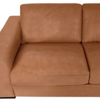 Sofá biplaza de lujo de cuero vacuno con cojines firmes, diseño espacioso de 2 asientos y almohadas tipo bolillo