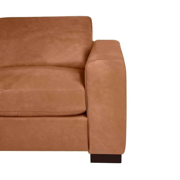 Sofá biplaza de lujo de cuero vacuno con cojines firmes, diseño espacioso de 2 asientos y almohadas tipo bolillo