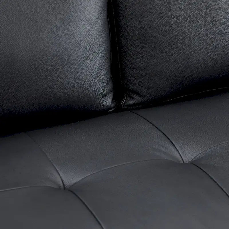Sofá biplaza de lujo de cuero vacuno con cojines firmes, diseño espacioso de 2 asientos y almohadas tipo bolillo