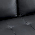 Sofá biplaza de lujo de cuero vacuno con cojines firmes, diseño espacioso de 2 asientos y almohadas tipo bolillo