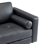 Sofá biplaza de lujo de cuero vacuno con cojines firmes, diseño espacioso de 2 asientos y almohadas tipo bolillo