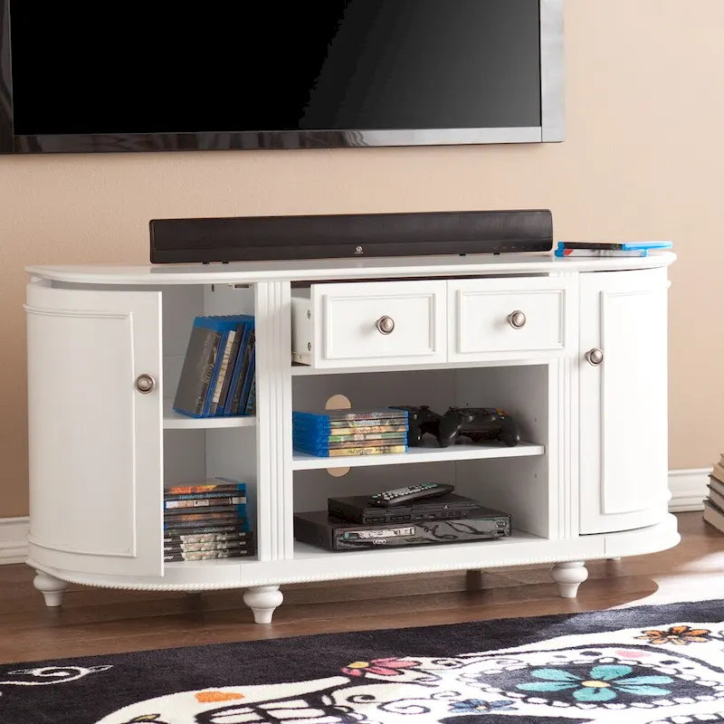 Mueble de TV Wells Modern Farmhouse Blanco para televisores de hasta 46"