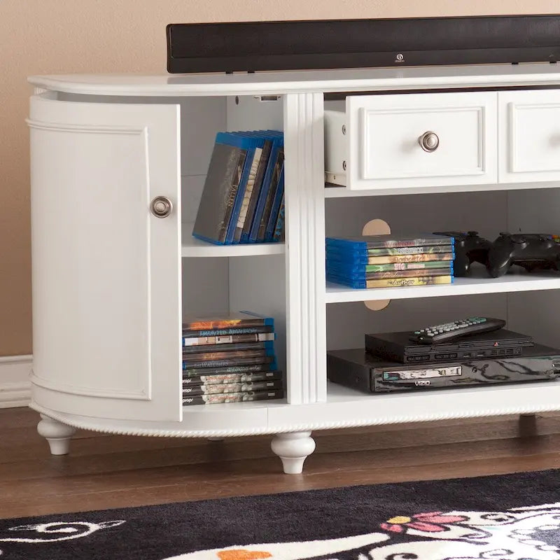 Mueble de TV Wells Modern Farmhouse Blanco para televisores de hasta 46"