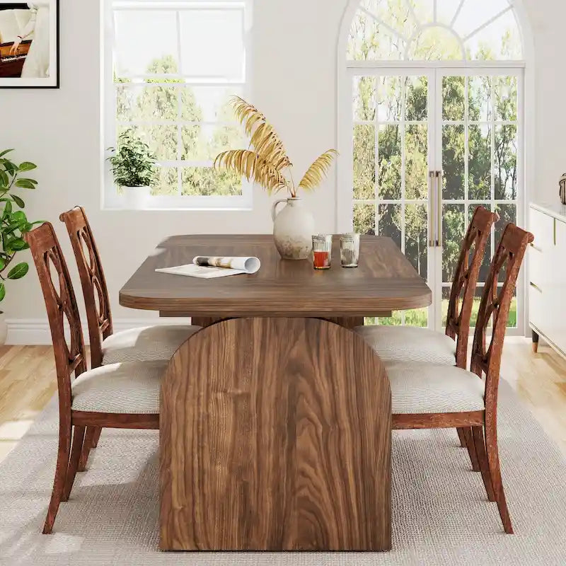 Mesa de comedor de madera retro de 63 pulgadas para 4 a 6 personas
