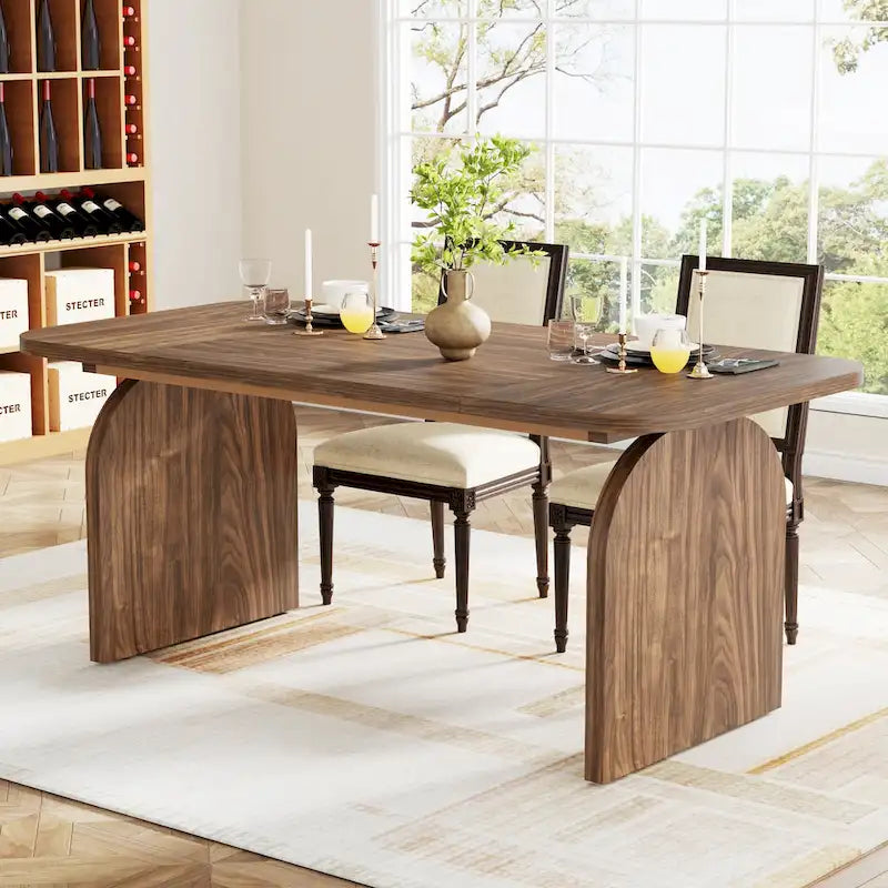 Mesa de comedor de madera retro de 63 pulgadas para 4 a 6 personas