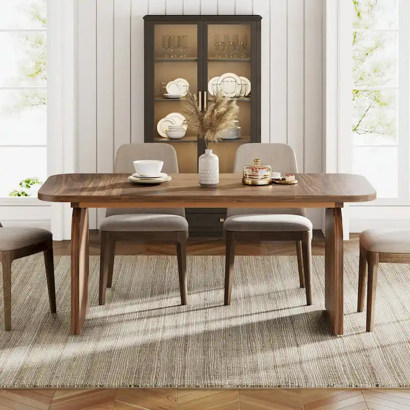 Mesa de comedor de madera retro de 63 pulgadas para 4 a 6 personas