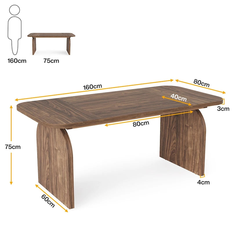 Mesa de comedor de madera retro de 63 pulgadas para 4 a 6 personas