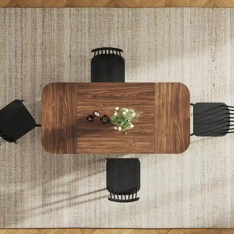 Mesa de comedor de madera retro de 63 pulgadas para 4 a 6 personas