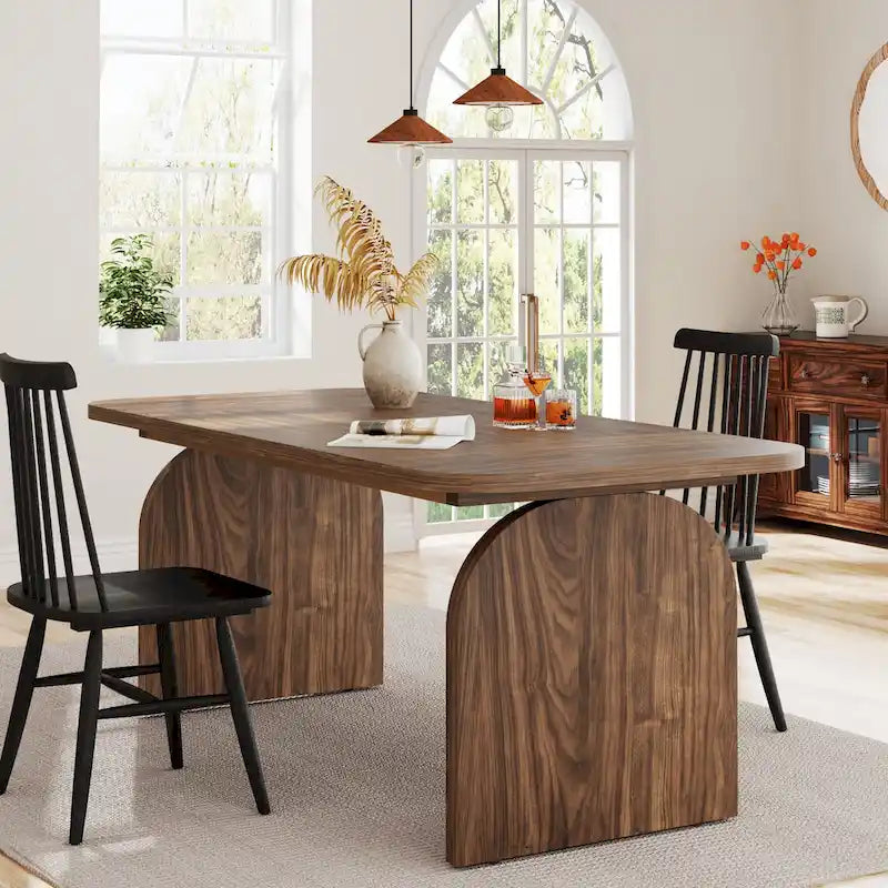 Mesa de comedor de madera retro de 63 pulgadas para 4 a 6 personas