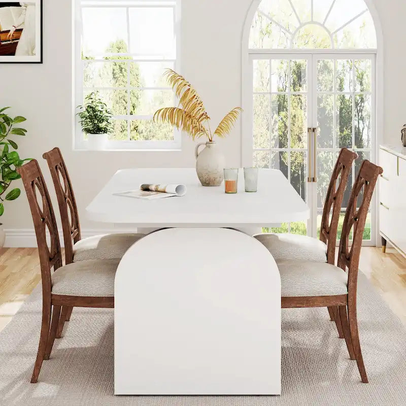 Mesa de comedor de madera retro de 63 pulgadas para 4 a 6 personas