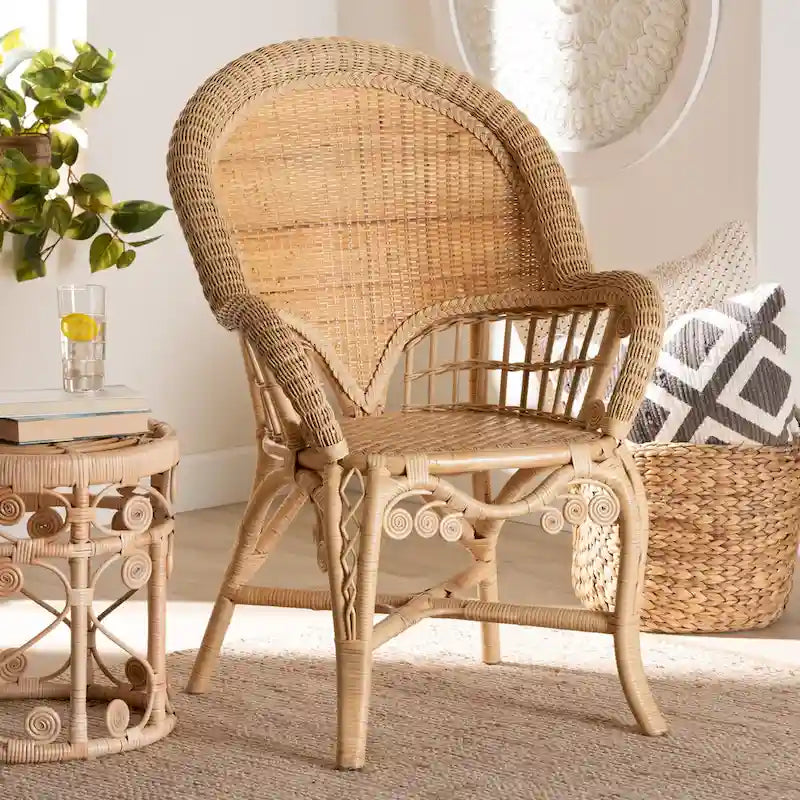 Ratu Silla Acentual Moderna Bohemio de Ratán Natural Marrón