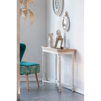 Mesa auxiliar rectangular de 42 pulgadas, color café blanco, estilo informal y acabado envejecido
