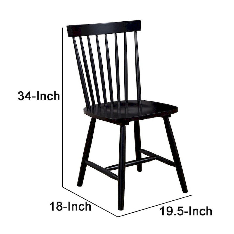 Silla de comedor, madera de caucho, respaldo Windsor - 19.5 L x 18 A x 34 H