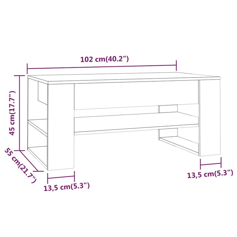 Mesa de centro multicolor 40.2x21.7x17.7 Madera de ingeniería