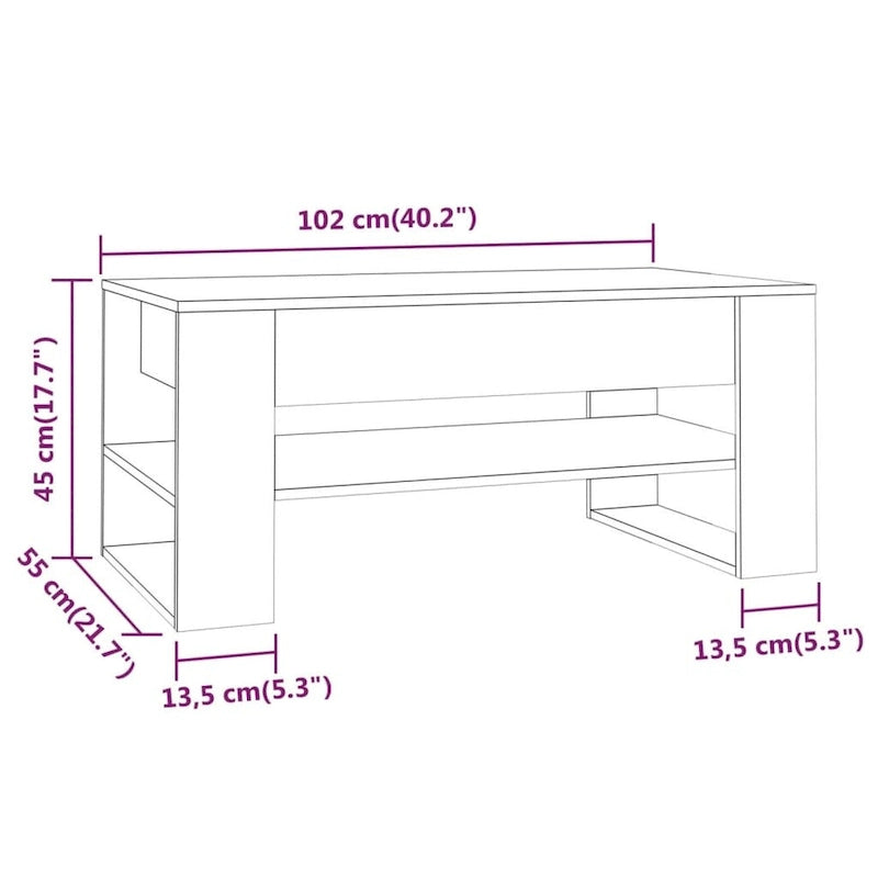 Mesa de centro multicolor 40.2x21.7x17.7 Madera de ingeniería