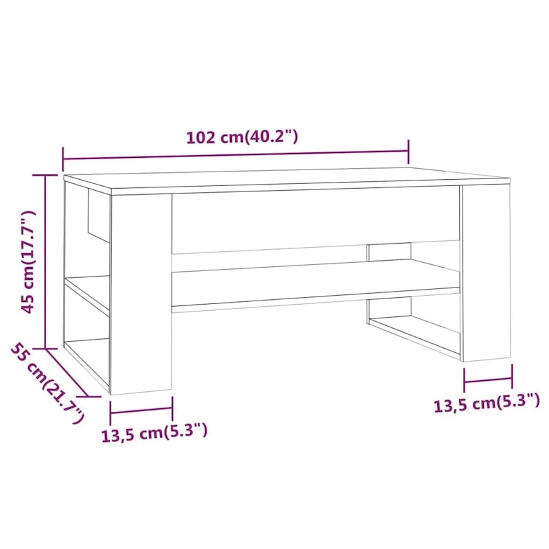Mesa de centro multicolor 40.2x21.7x17.7 Madera de ingeniería