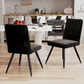 Sillas de comedor negras, sillas de comedor de terciopelo, sillas sin brazos tapizadas, sillas auxiliares de cocina