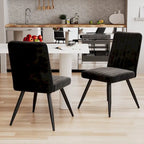 Sillas de comedor negras, sillas de comedor de terciopelo, sillas sin brazos tapizadas, sillas auxiliares de cocina