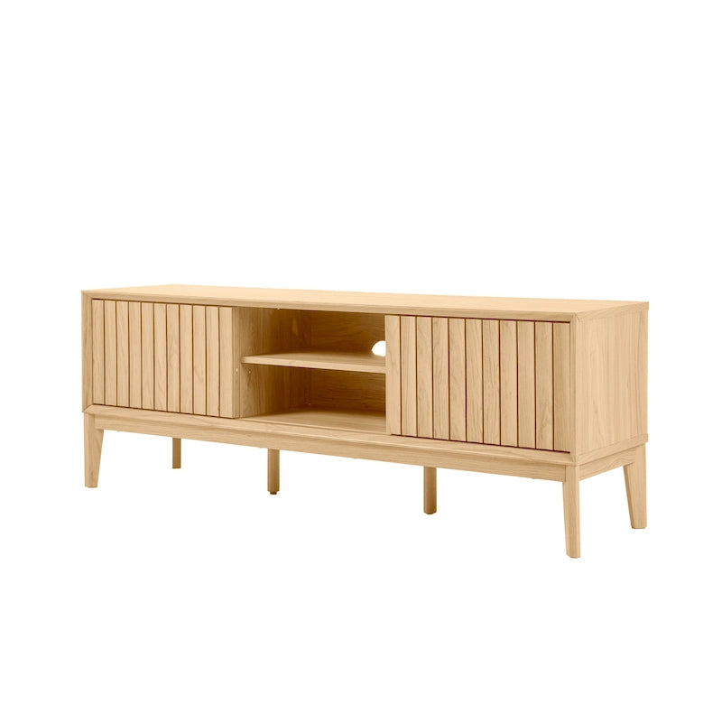 Mueble de TV Damien estilo rústico de 58 pulgadas con puerta corrediza y 3 espacios de almacenamiento