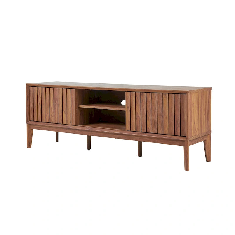 Mueble de TV Damien estilo rústico de 58 pulgadas con puerta corrediza y 3 espacios de almacenamiento