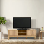 Mueble de TV Damien estilo rústico de 58 pulgadas con puerta corrediza y 3 espacios de almacenamiento