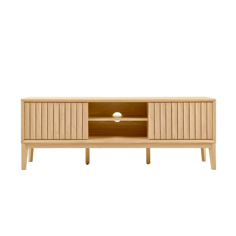 Mueble de TV Damien estilo rústico de 58 pulgadas con puerta corrediza y 3 espacios de almacenamiento