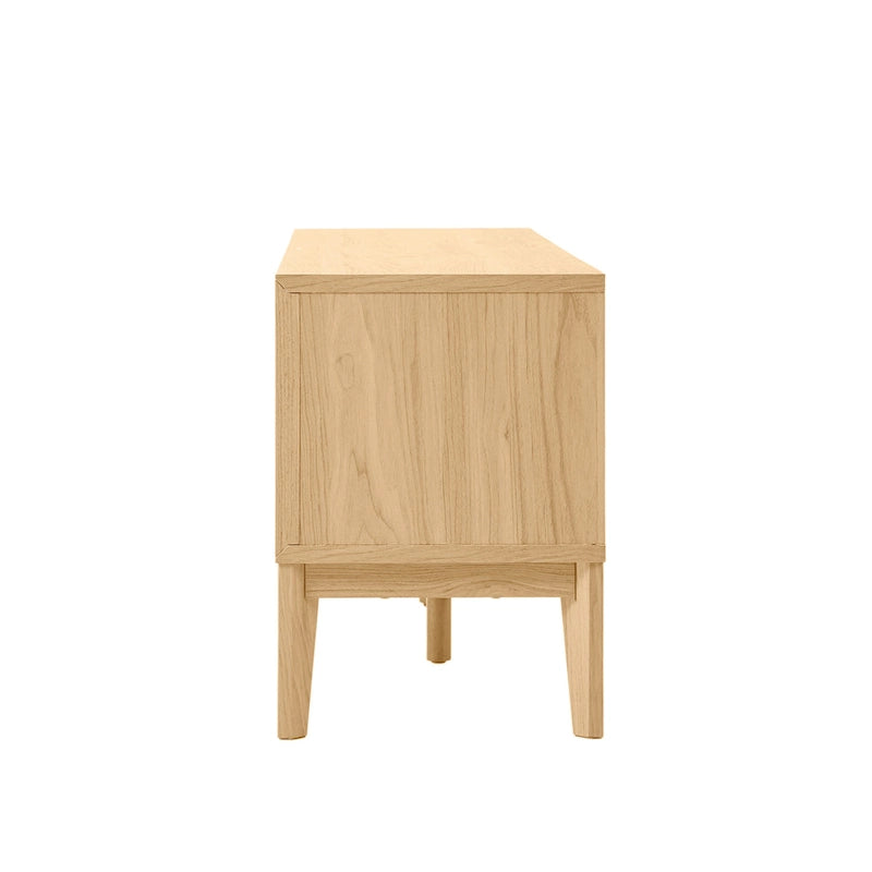 Mueble de TV Damien estilo rústico de 58 pulgadas con puerta corrediza y 3 espacios de almacenamiento