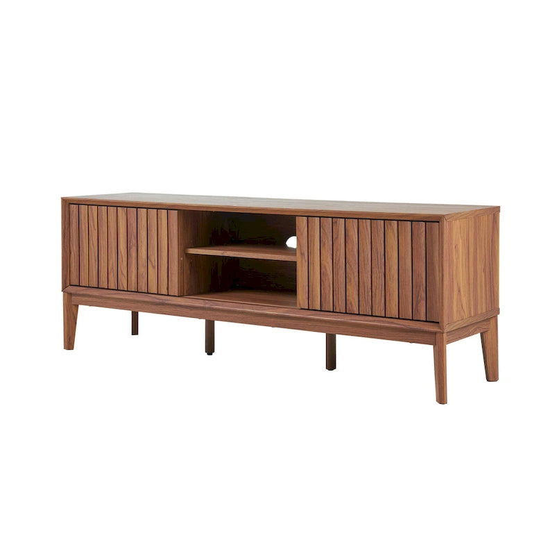 Mueble de TV Damien estilo rústico de 58 pulgadas con puerta corrediza y 3 espacios de almacenamiento