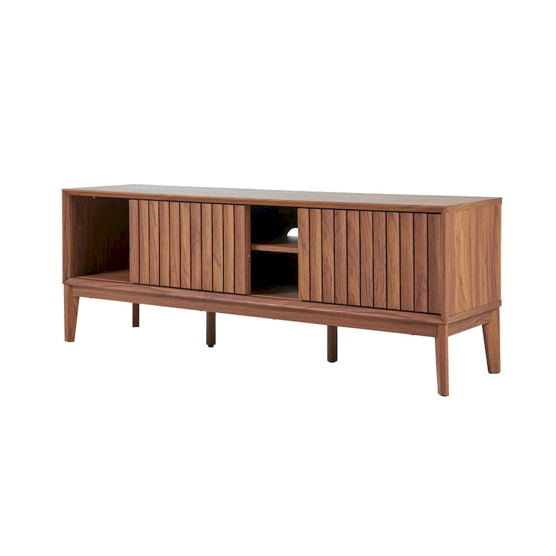 Mueble de TV Damien estilo rústico de 58 pulgadas con puerta corrediza y 3 espacios de almacenamiento