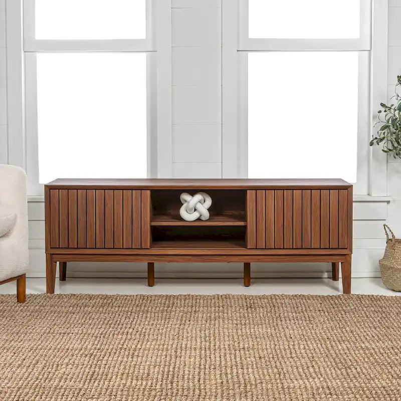 Mueble de TV Damien estilo rústico de 58 pulgadas con puerta corrediza y 3 espacios de almacenamiento