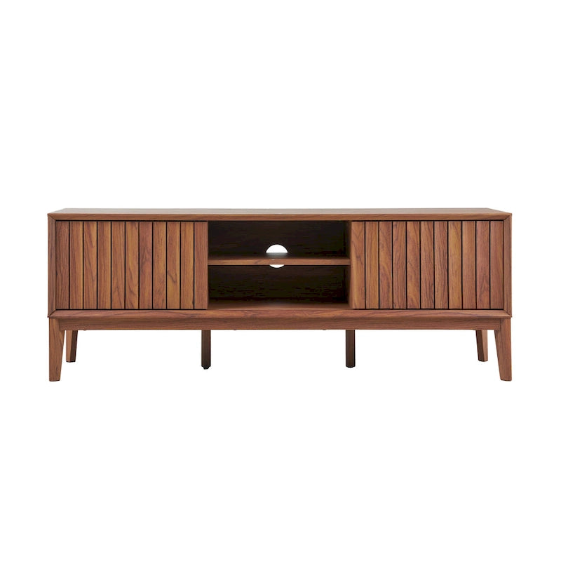 Mueble de TV Damien estilo rústico de 58 pulgadas con puerta corrediza y 3 espacios de almacenamiento