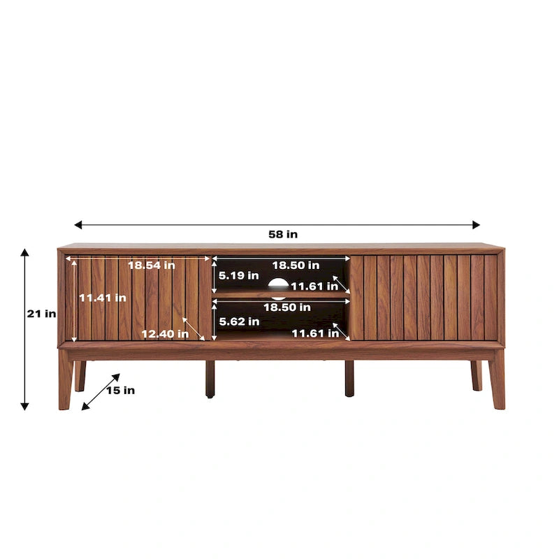 Mueble de TV Damien estilo rústico de 58 pulgadas con puerta corrediza y 3 espacios de almacenamiento