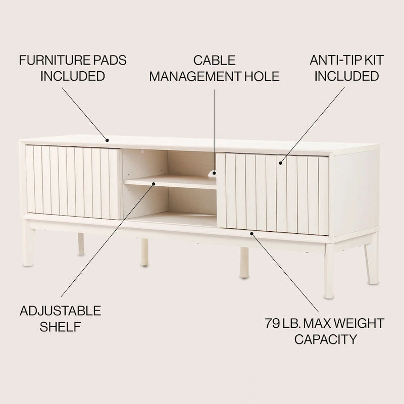 Mueble de TV Damien estilo rústico de 58 pulgadas con puerta corrediza y 3 espacios de almacenamiento