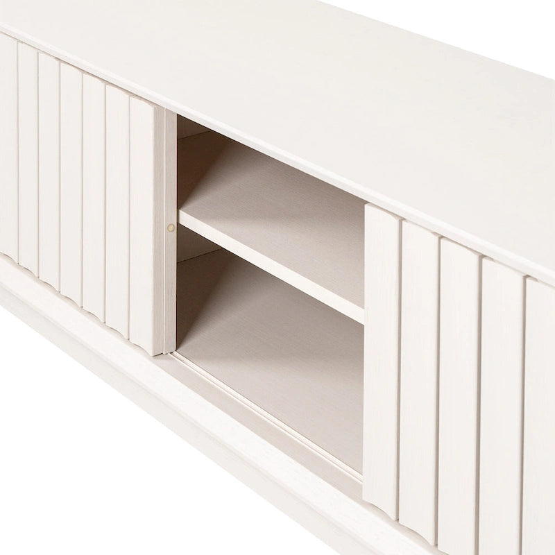 Mueble de TV Damien estilo rústico de 58 pulgadas con puerta corrediza y 3 espacios de almacenamiento