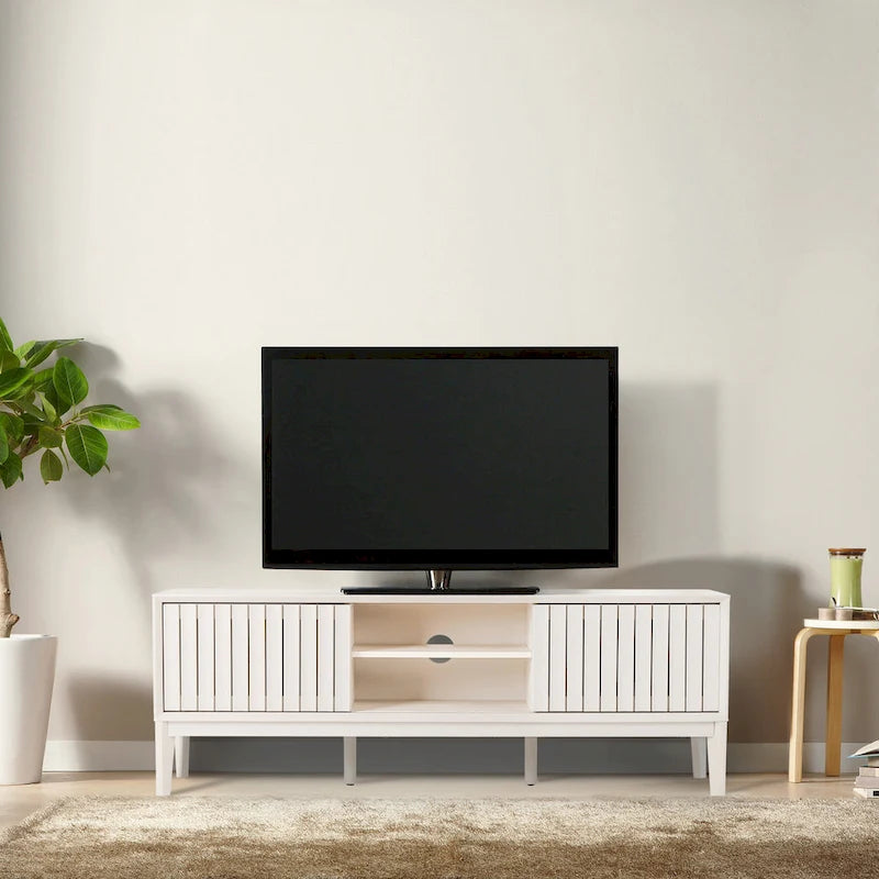 Mueble de TV Damien estilo rústico de 58 pulgadas con puerta corrediza y 3 espacios de almacenamiento
