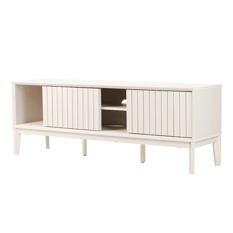 Mueble de TV Damien estilo rústico de 58 pulgadas con puerta corrediza y 3 espacios de almacenamiento