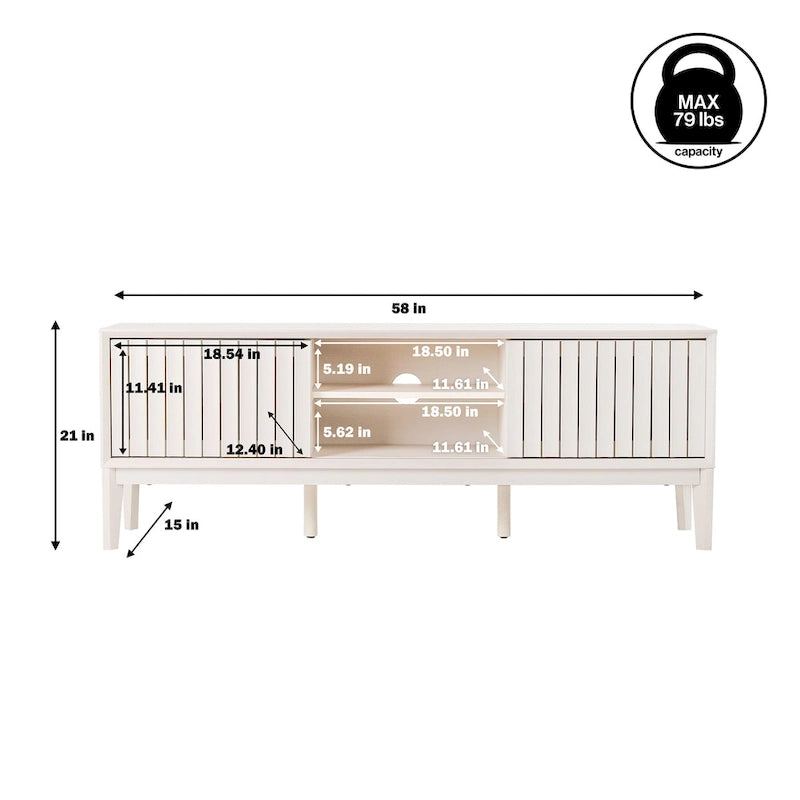 Mueble de TV Damien estilo rústico de 58 pulgadas con puerta corrediza y 3 espacios de almacenamiento