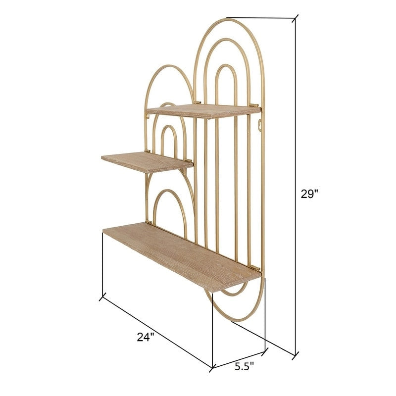 Estante de pared moderno ovalado de metal con niveles - 29A x 24AN x 5.5P
