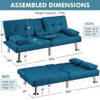 Sofá cama futón convertible tapizado en tela