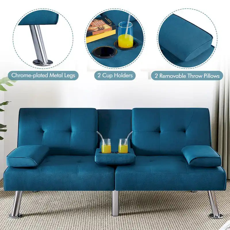 Sofá cama futón convertible tapizado en tela
