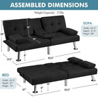 Sofá cama futón convertible tapizado en tela