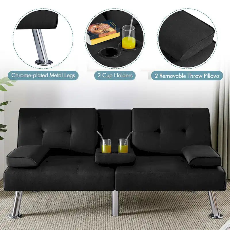 Sofá cama futón convertible tapizado en tela
