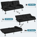 Sofá cama futón convertible tapizado en tela