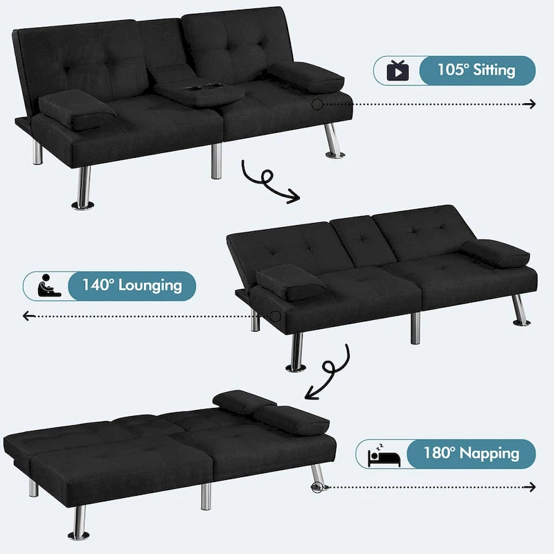 Sofá cama futón convertible tapizado en tela