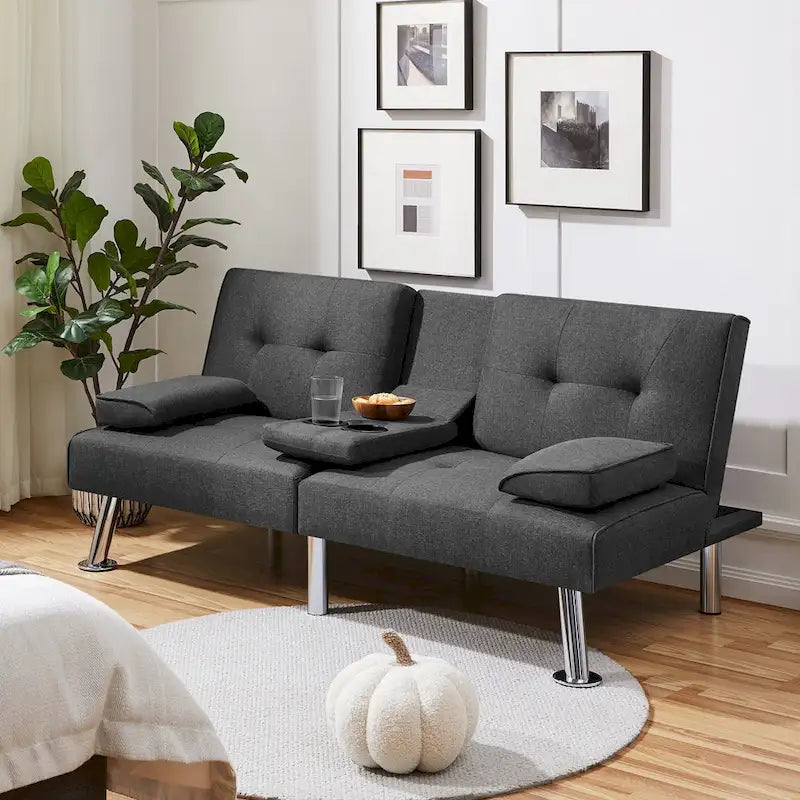 Sofá cama futón convertible tapizado en tela