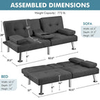 Sofá cama futón convertible tapizado en tela