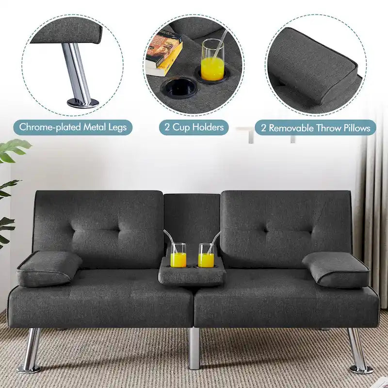 Sofá cama futón convertible tapizado en tela